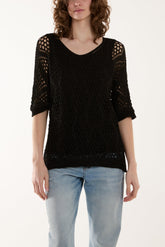 Diamond Lurex Crochet Top For Women  - Dropwear